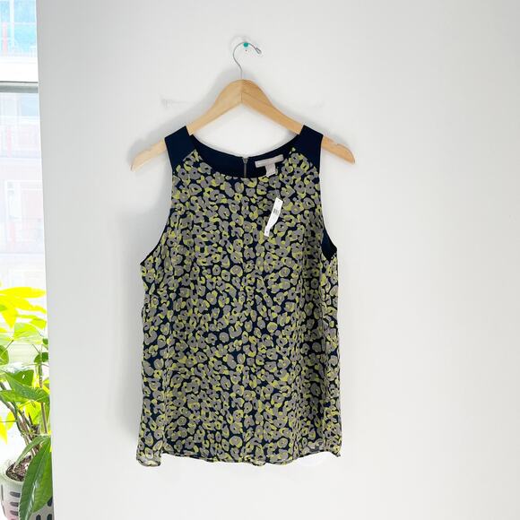 NEW Banana Republic Green & Gray Animal Print Tank Blouse Size Large - Picture 1 of 5